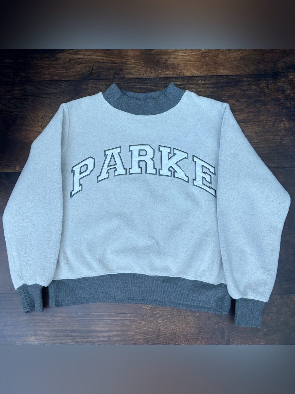 Parke Inside Out Mockneck In Cream/Dark Gray Size Small/Medium